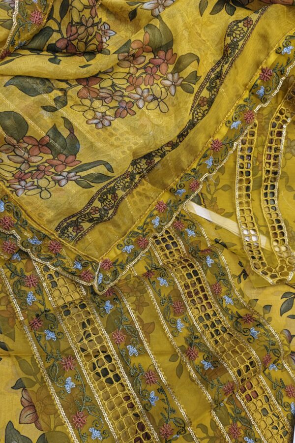 Digital printed 4 side ready duppata lawn