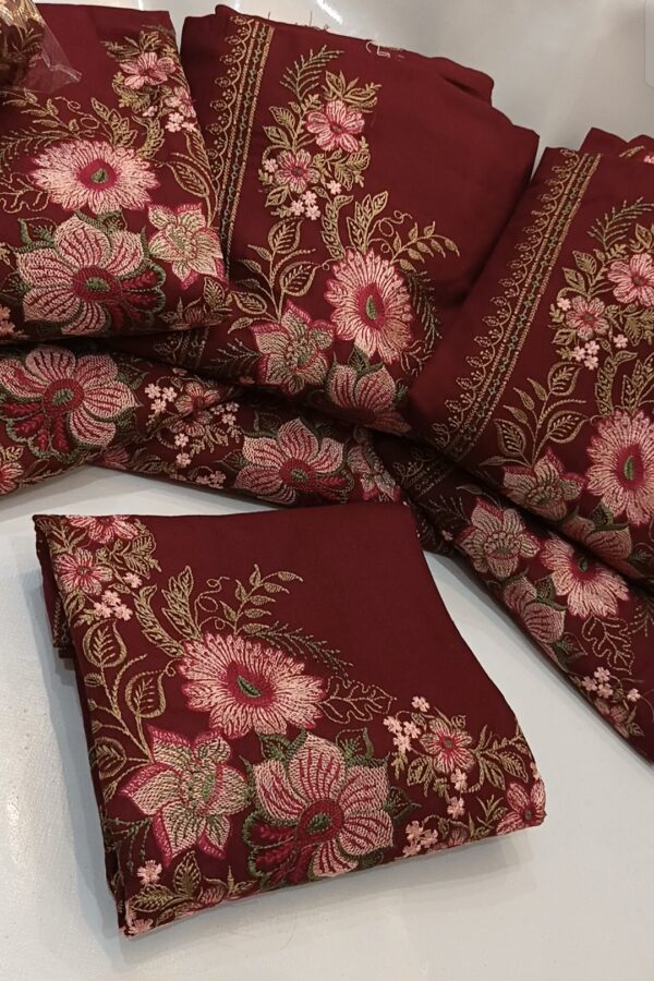 Mehroon Jazmine 3PC Suit Hit