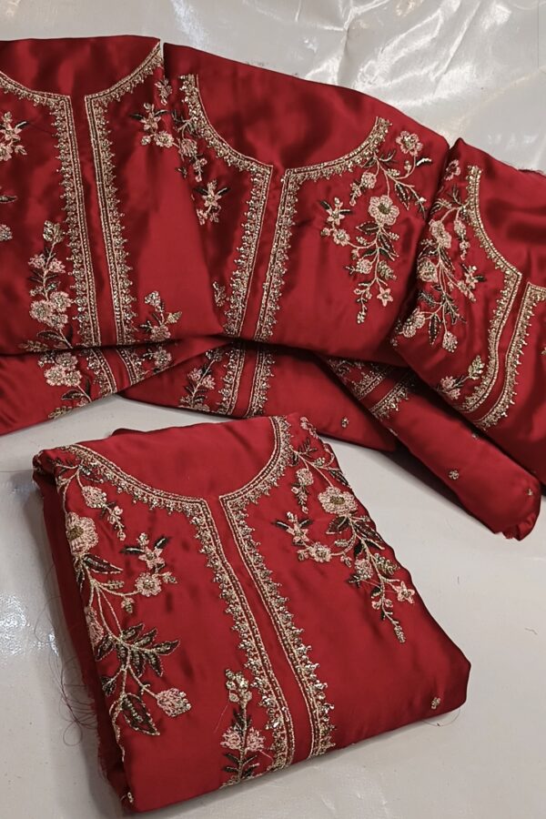Red Ethnic Long Shirt Suit